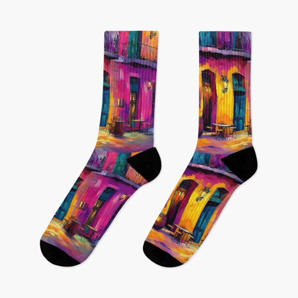Item preview, Habanarte Café Charm - Colorful Havana Street Scene with Inviting Vibes and Blue Facades Digital AI Art designed and sold by OlfactoART Studio.