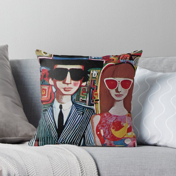 Item preview, Bold in the City - Stylish Couple in Sunglasses Amid Vibrant Geometric Vibes  Abstract Digital AI Art designed and sold by OlfactoART Studio.