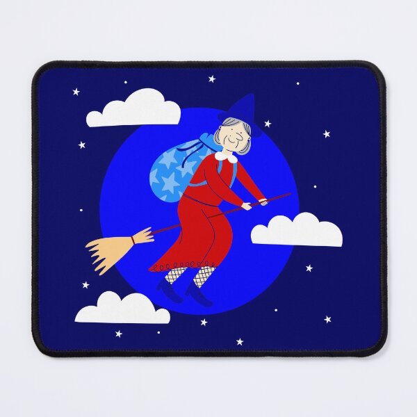 Item preview, blue christmas witch befana broomrider spookmas designed and sold by Gossip Rag.