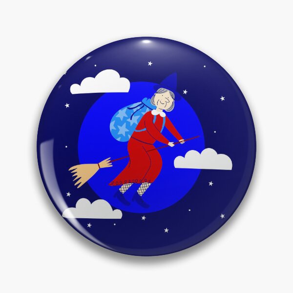 Item preview, blue christmas witch befana broomrider spookmas designed and sold by Gossip Rag.