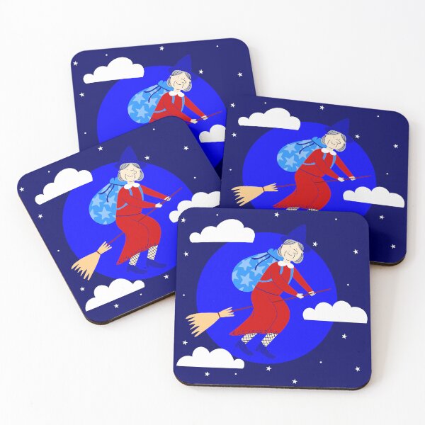 Item preview, blue christmas witch befana broomrider spookmas designed and sold by Gossip Rag.