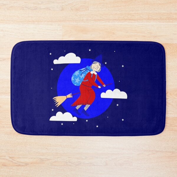 Item preview, blue christmas witch befana broomrider spookmas designed and sold by Gossip Rag.