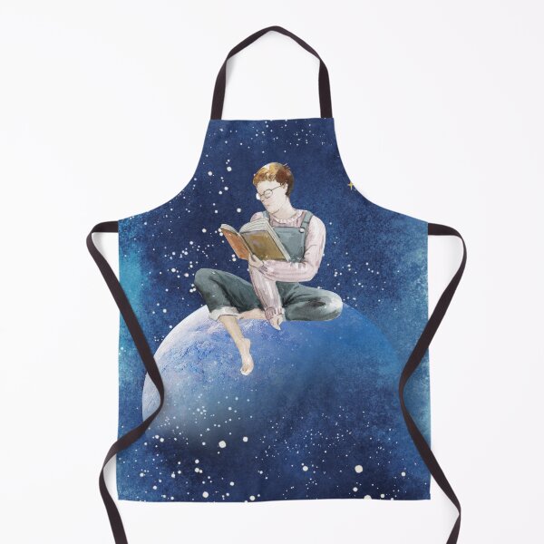 Item preview, Galactic Reading – Watercolor girl on Planet with Stars designed and sold by Softglow-Studio.
