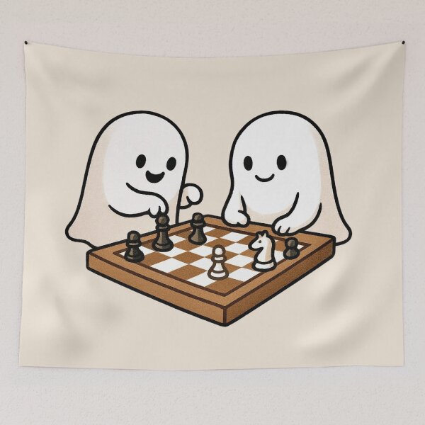 Item preview, Cute Ghosts Playing Chess – Kawaii Halloween designed and sold by Myra365Art.