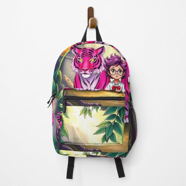 Item preview, A child with purple hair and 2 pink tigers designed and sold by tarotstarostina.