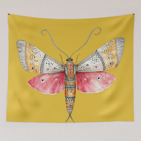Item preview, Whimsical Watercolor Moth in Ink and Crimson designed and sold by dawnleblanc55.