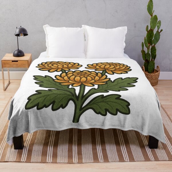 Item preview, Chrysanthemum Illustration – Golden Autumn Floral Garden Art designed and sold by Vendeloc.