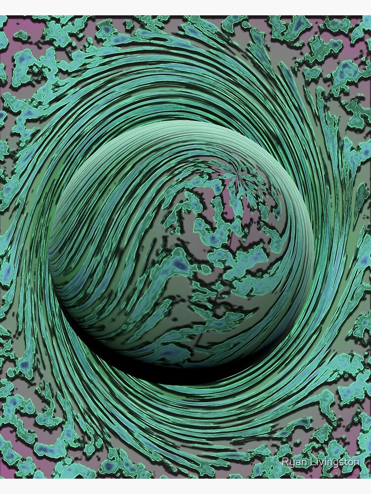 Green Singularity - Abstract Swirling Globe by RMLstudios