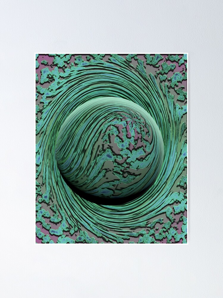 Alternate view of Green Singularity - Abstract Swirling Globe Poster