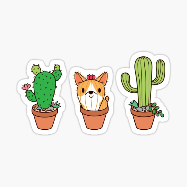 Corgi Cactus Sticker