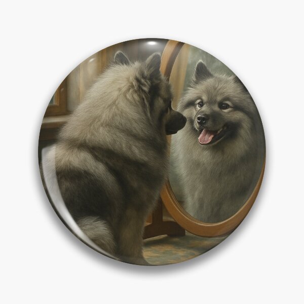 Item preview, Keeshond Smiling in Mirror designed and sold by The Keeshond Shop .