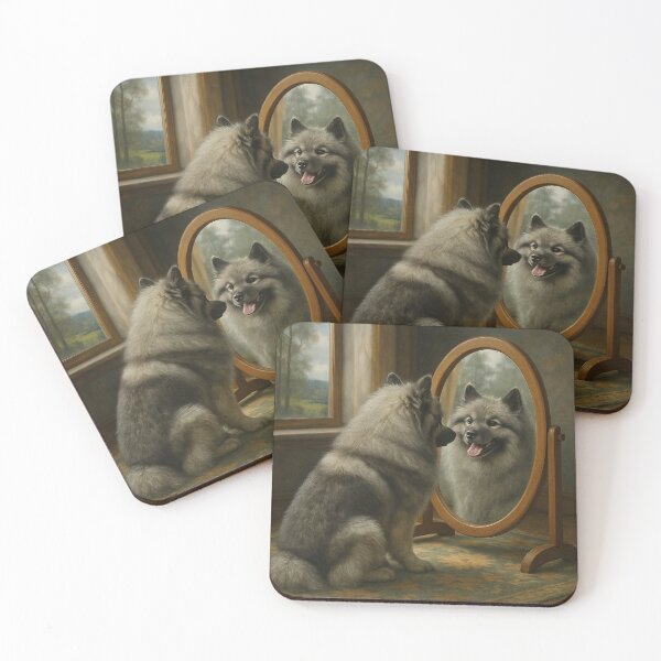 Item preview, Keeshond Smiling in Mirror designed and sold by The Keeshond Shop .