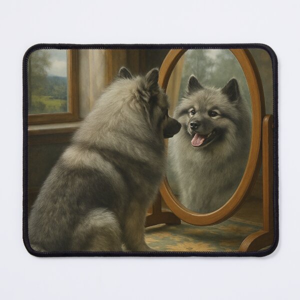 Item preview, Keeshond Smiling in Mirror designed and sold by The Keeshond Shop .