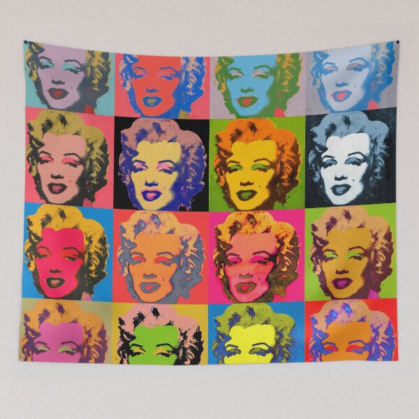 Item preview, Marilyn Monroe Diptych based on Andy Warhol. A grid of colorful and monochrome portraits of Marilyn Monroe, showcasing his signature pop art style. designed and sold by mirrorimages.