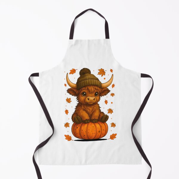Item preview, Highland Cow Sitting on Pumpkin with Autumn Leaves Cute Fall Animal Design designed and sold by tigger shop.