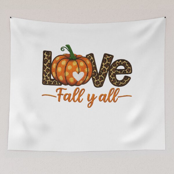 Item preview, LOVE Fall Y’all Embroidered Style with Pumpkin and Leopard Print Fall Vibes designed and sold by tigger shop.