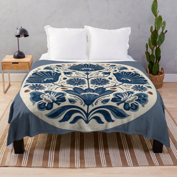Item preview, Casa Nuno Style Blue and White Floral Round Design designed and sold by dawnleblanc55.