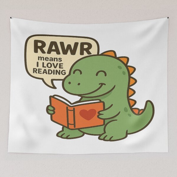 Item preview, RAWR Means I Love Reading – Cute Dinosaur Book Design designed and sold by Rajasekar.