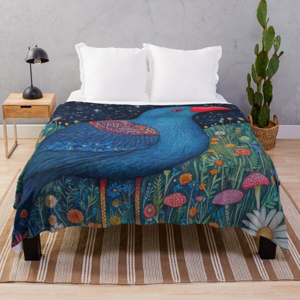 Item preview, Whimsical New Zealand Pukeko at Night in a Starry Meadow designed and sold by dawnleblanc55.