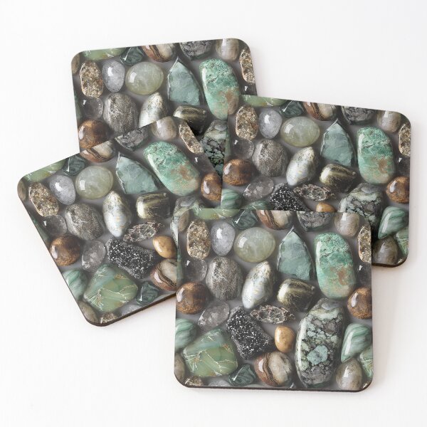 Item preview, tumbled gemstone collection in earthy light greens designed and sold by EarthenEmbers.