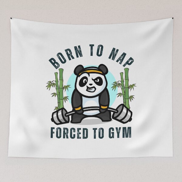 Item preview, Born to Nap Forced to Gym Panda Lifting Weights designed and sold by yuki-hana.