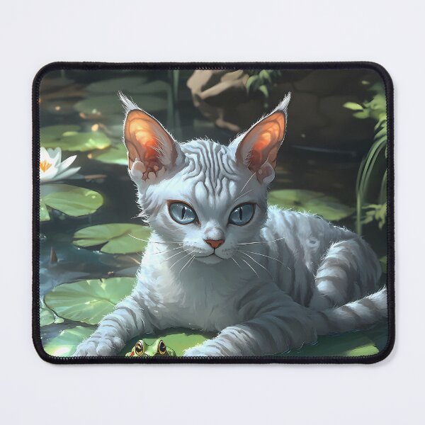 Item preview, Animal Cute Pond White Cat On Lily Pad With Frog Amid Water Garden Bloom designed and sold by B5fivemerch.
