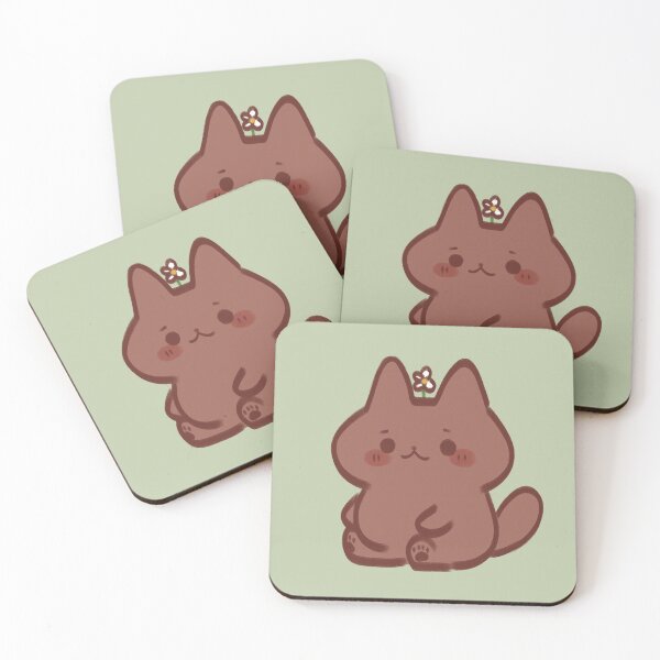 Item preview, brown cat with flower on head designed and sold by PastelBliss.
