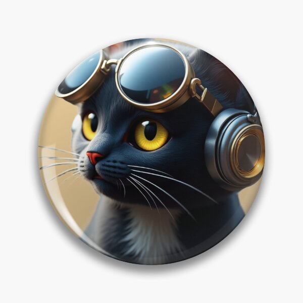 Item preview, Cute black kitten with headphones designed and sold by Charlycatfamily.