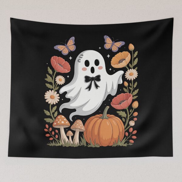 Item preview, Halloween Ghost Aesthetic And Pumpkin Floral designed and sold by DoorwayThreads.