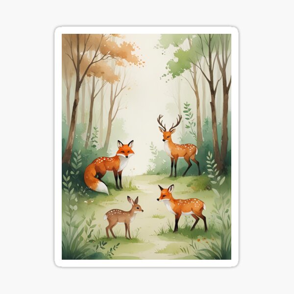 Playful Watercolor Critters for Kids Sticker