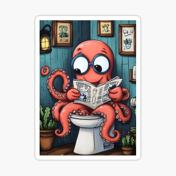 Item preview, Octopus Animal Cartoon Toilet Reading Adventure designed and sold by SubtextandSass.