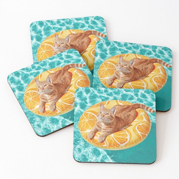 Item preview, Orange Tabby on Pool Float designed and sold by Elisabeth Lucas.