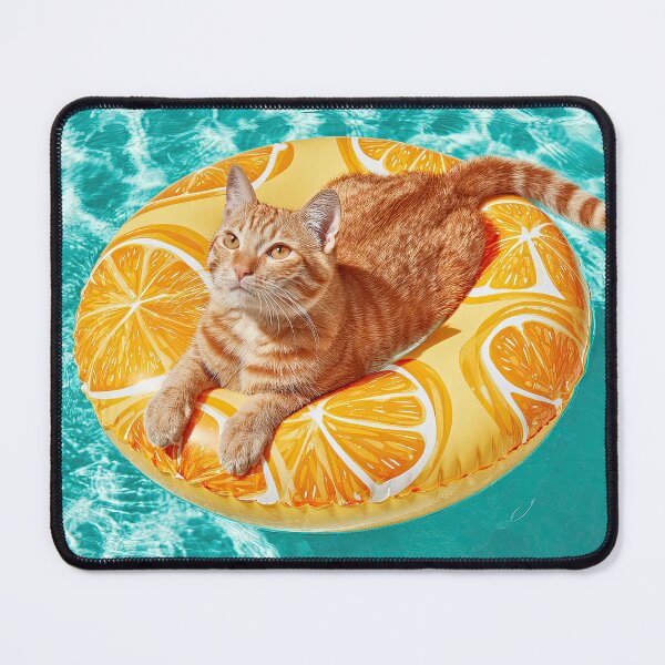 Item preview, Orange Tabby on Pool Float designed and sold by Elisabeth Lucas.