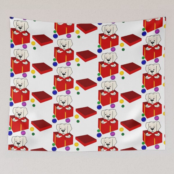 Aperçu de l'œuvre Chiot surprise dans une boîte cadeau rouge créée et vendue par P2GSimplyLife.