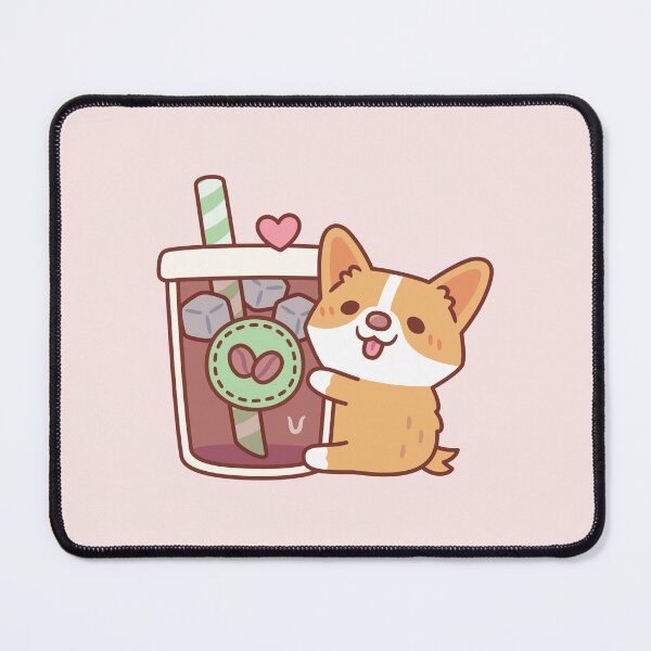 Item preview, Cute Corgi Puppy Hugging Iced Coffee designed and sold by rustydoodle.