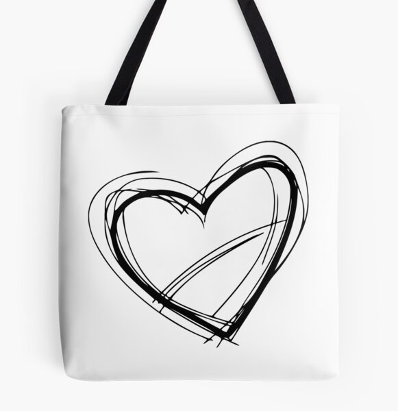 Black Heart Large Tote Bag