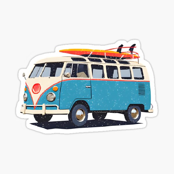Aperçu de l'œuvre Blue Surf Van — Ambiance plage rétro créée et vendue par PamLeeDesign.