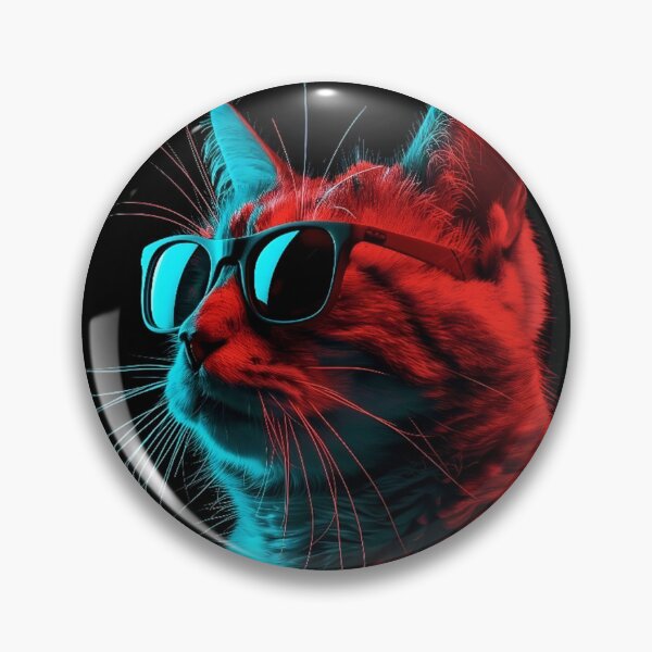 Item preview, Cyber Cool Cat – Neon Glow Feline with Shades designed and sold by thesnakeater.