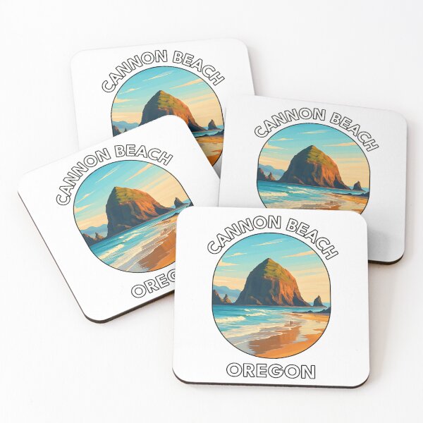 Item preview, Cannon Beach Oregon Travel Poster – Haystack Rock Coastal Sunset designed and sold by inkNext.