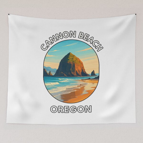Item preview, Cannon Beach Oregon Travel Poster – Haystack Rock Coastal Sunset designed and sold by inkNext.