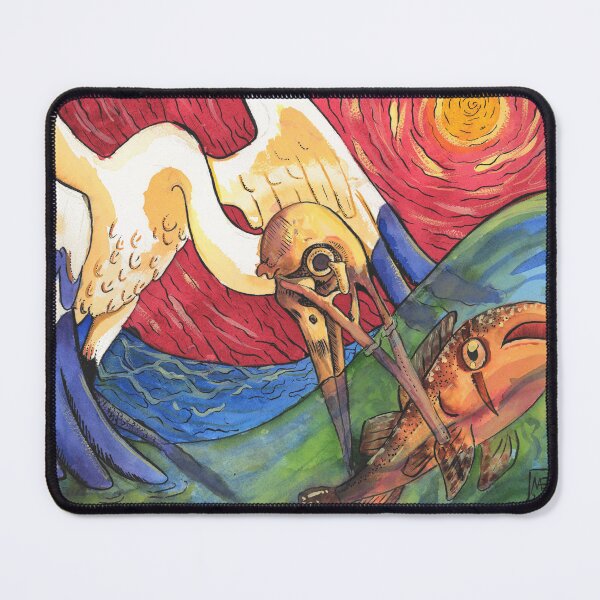 Item preview, Whooping Crane God of Death of the Swamp Getting a Snack. designed and sold by Messy Peach Anew.