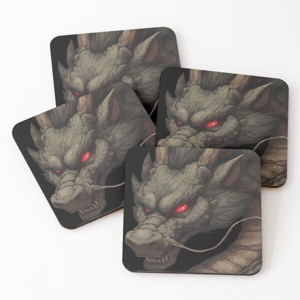 Item preview, Stone Serpent: Vintage Anime Dragon with Fiery Red Eyes designed and sold by Charisma Enigma.