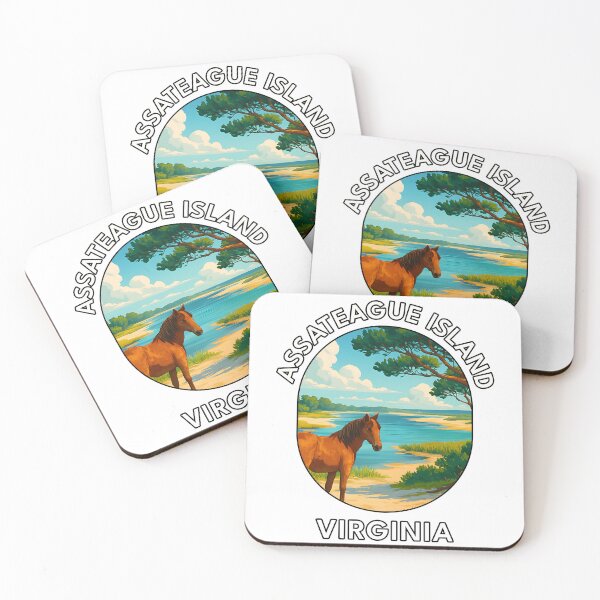 Item preview, Assateague Island Virginia Travel Poster – Wild Horses & Coastal Landscape designed and sold by inkNext.