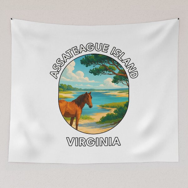 Item preview, Assateague Island Virginia Travel Poster – Wild Horses & Coastal Landscape designed and sold by inkNext.