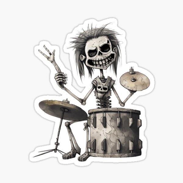 Item preview, "Skeleton Drummer – Loud, Dead & Loving It" designed and sold by ArtByAnitaSecember.