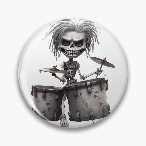 Item preview, "Rock ’n Roll Skeleton Drummer – Hair-Raising Beats" designed and sold by ArtByAnitaSecember.