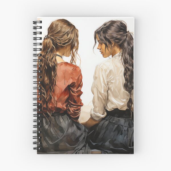 Item preview, Whispers Of The Past - Two Adolescent Girls Talking In The 1850's - Victorian Art - Watercolor Art designed and sold by CastleBySea.