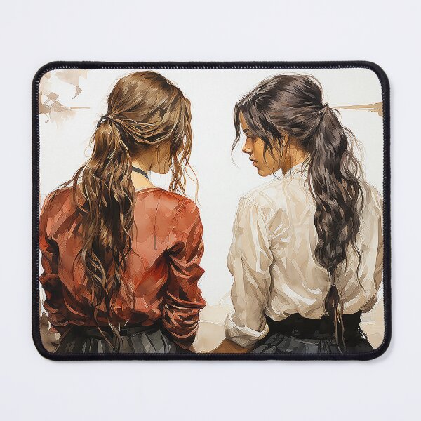 Item preview, Whispers Of The Past - Two Adolescent Girls Talking In The 1850's - Victorian Art - Watercolor Art designed and sold by CastleBySea.