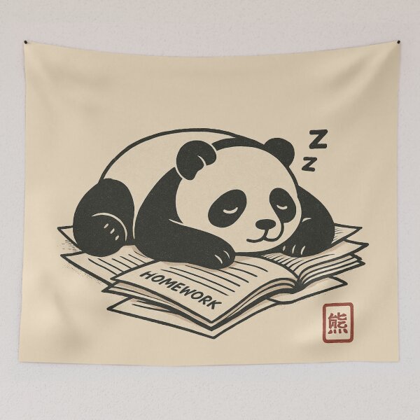 Item preview, Nap Time Over Homework – Cute Panda Illustration designed and sold by Planthem.