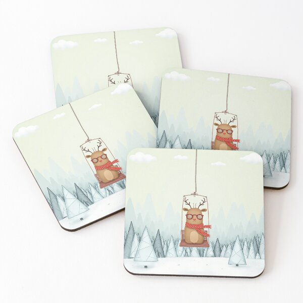 Item preview, Red Glasses Ride – Cozy Winter Reindeer designed and sold by Whimsical Hug.